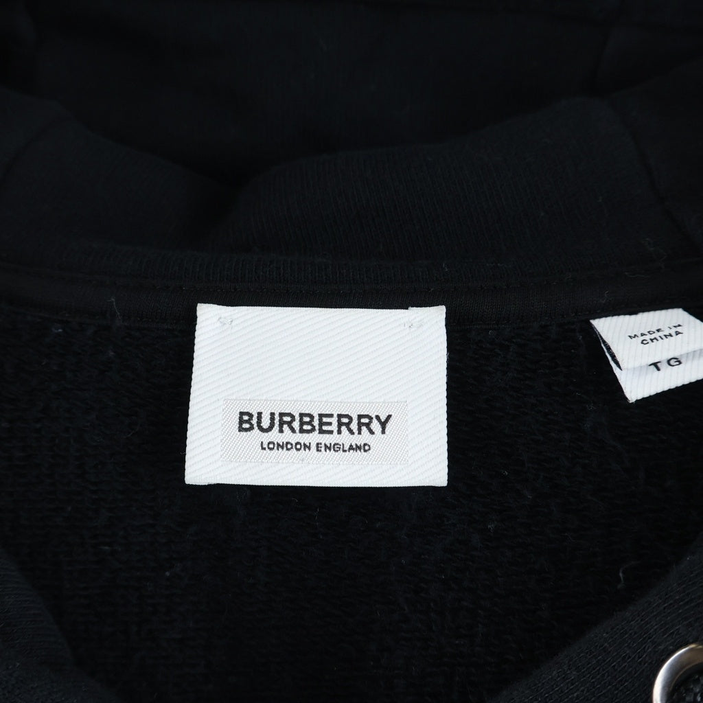 BURBERRY LONDON(バーバリーロンドン) 袖 ノバチェック 切り替え ロゴワッチ ジップアップ スウェット パーカー ブラック