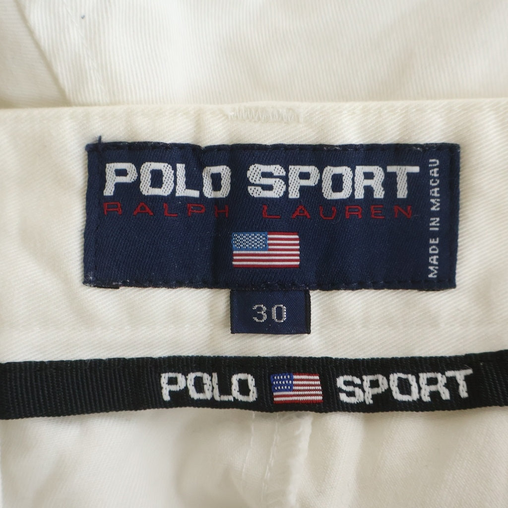 POLO SPORT RALPH LAUREN(ポロスポーツラルフローレン) 90s 初期 バックポケットエンブロイダリー ワイドチノパンツ ホワイト