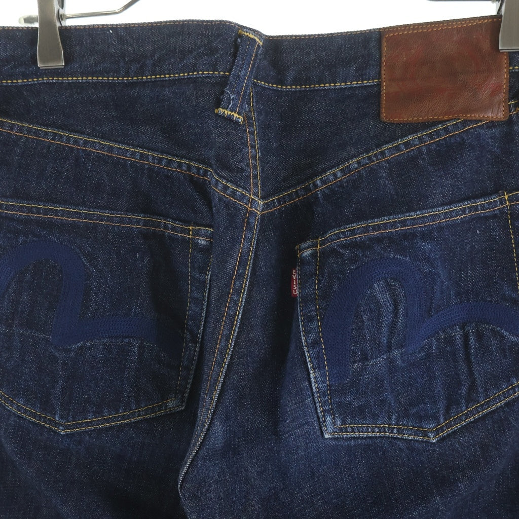 EVISU(エビス) カモメ刺繍 ボタンフライ ストレートデニムパンツ インディゴ