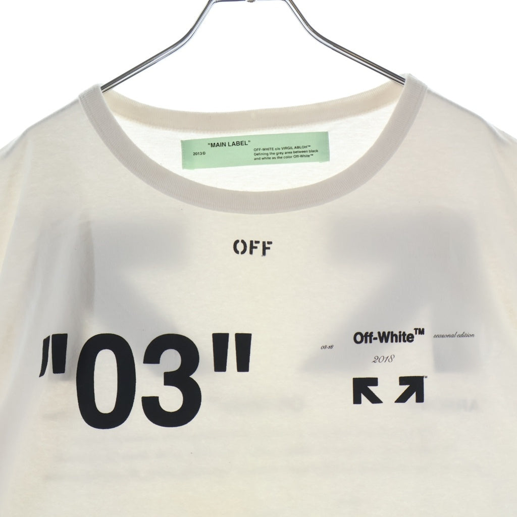OFF-WHITE(オフホワイト) 18AW MAIN LABEL クルーネック半袖Tシャツ カットソー ホワイト OMAA027F18A53128