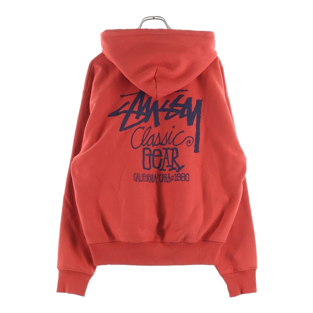 STUSSY(ステューシー) 25SS CLASSIC GEAR HOODIE クラシックギア 両面ロゴプリント プルオーバースウェットパーカー レッド 1925084