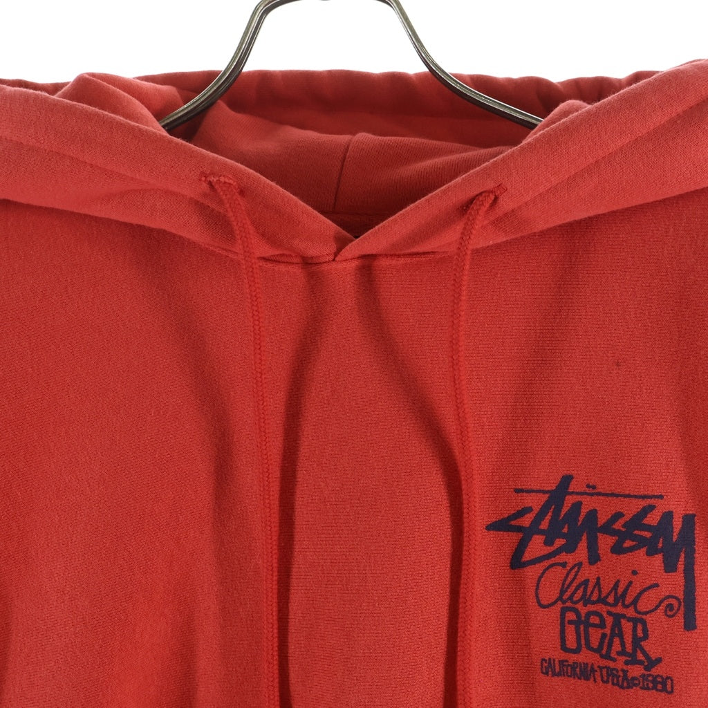 STUSSY(ステューシー) 25SS CLASSIC GEAR HOODIE クラシックギア 両面ロゴプリント プルオーバースウェットパーカー レッド 1925084
