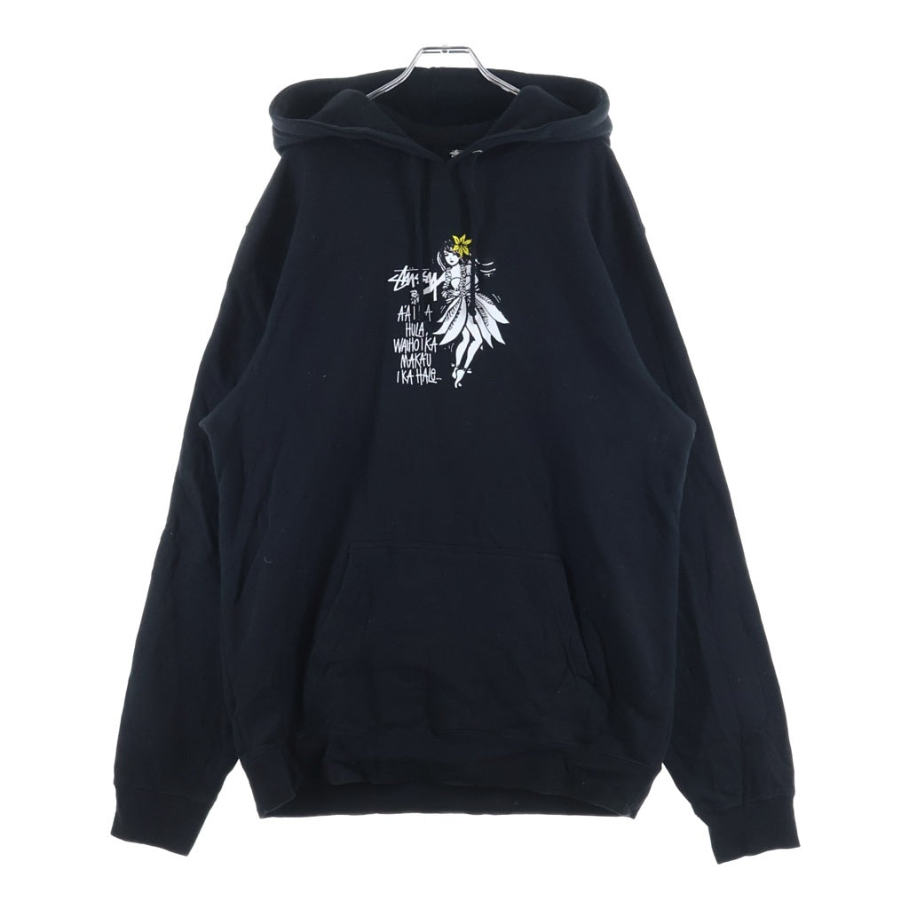 STUSSY(ステューシー) Hula Girl Center Logo Print Hoodie フラガール センターロゴ フーデッド プルオーバーパーカー