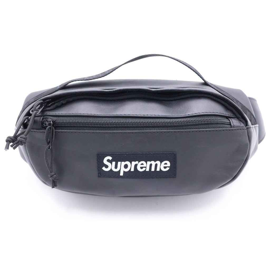 SUPREME(シュプリーム) 23AW Leather Waist Bag ボックスロゴ レザー ウェスト バッグ ブラック