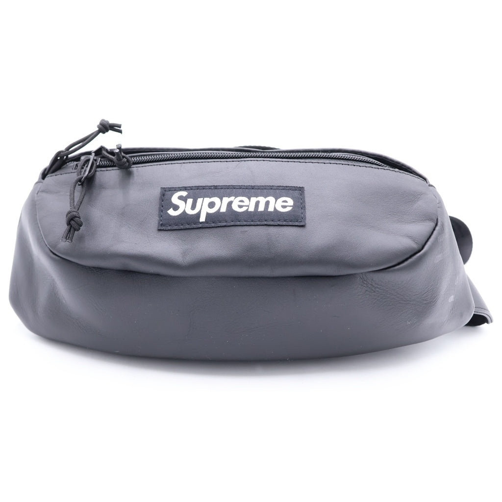 SUPREME(シュプリーム) 23AW Leather Waist Bag ボックスロゴ レザー ウェスト バッグ ブラック