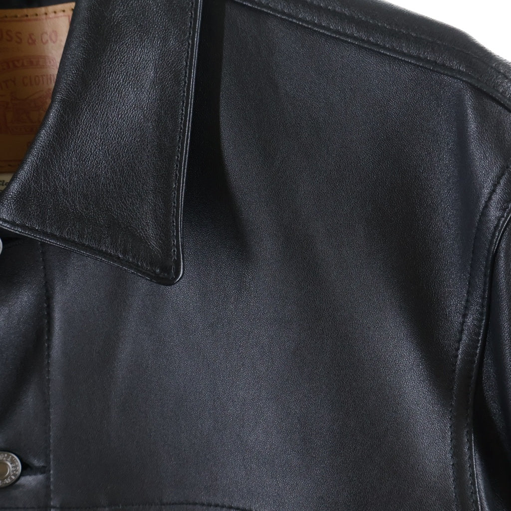 Levi's(リーバイス) Premium Black Type II Trucker Leather Jacket プレミアム ブラック タイプII トラッカー レザージャケット