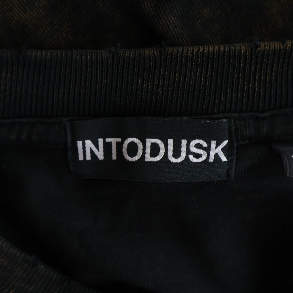 INTODUSK(イントゥダスク) 25SS SMOKET CHEMICAL WASH TEE ヴィンテージ フェード加工 フロントプリント 半袖Tシャツ カットソー ブラック