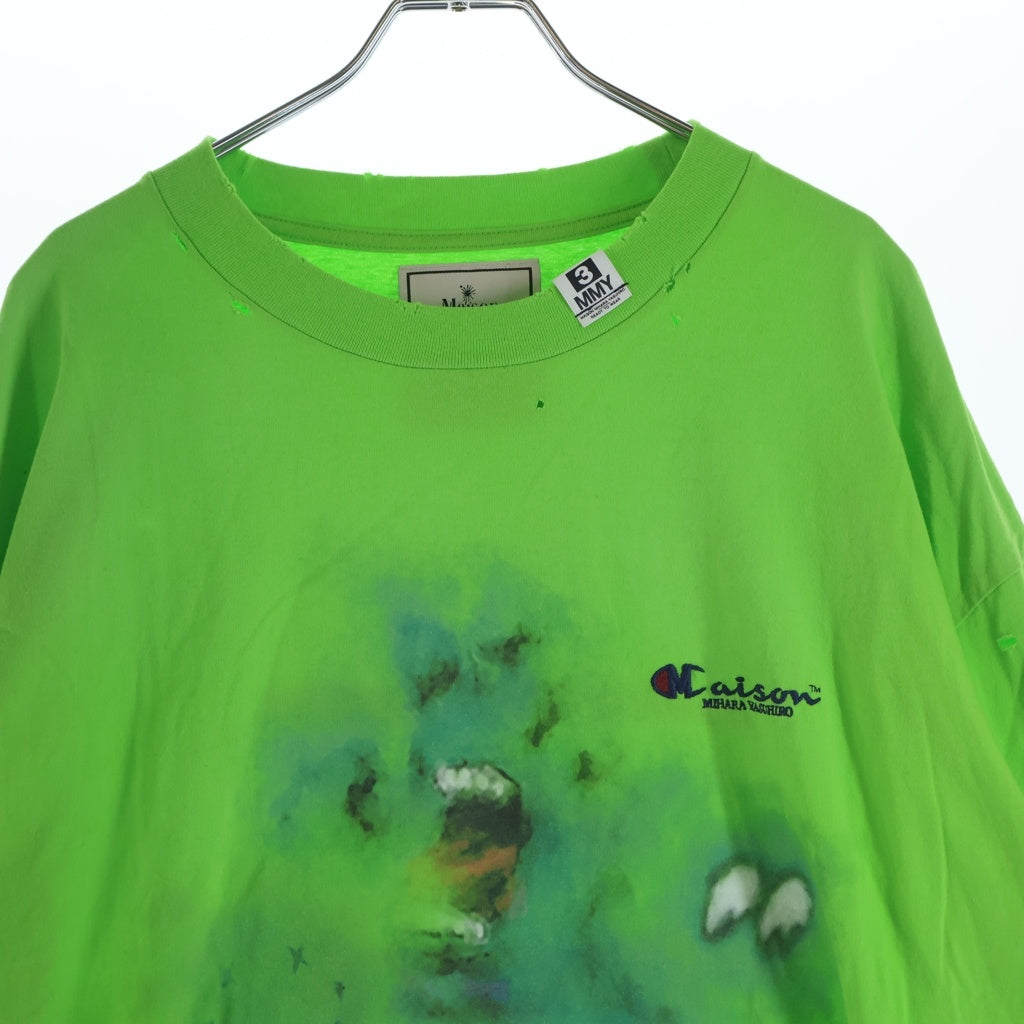 MAISON MIHARAYASUHIRO(メゾンミハラヤスヒロ) 23SS Distressed L/S Tee ディストレスト 両面プリント 長袖Tシャツ カットソー ライトグリーン J10LT531
