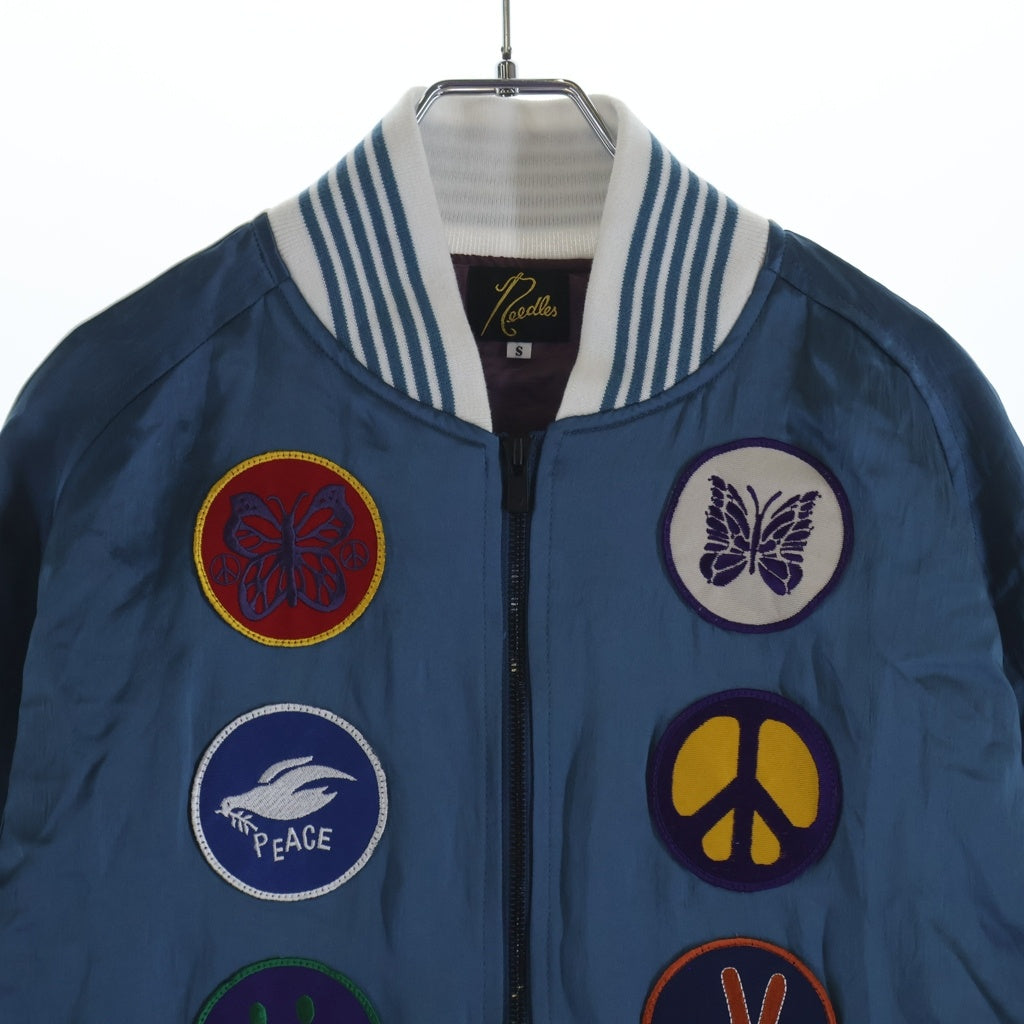 Needles(ニードルス) 23SS AWARD JACKET アワード 両面刺繍 サテン スーベニアジャケット ネイビー MR195