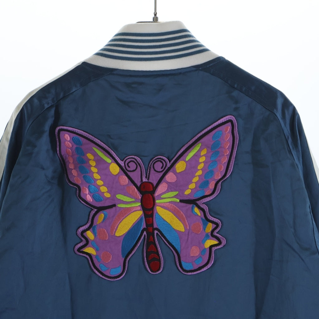 Needles(ニードルス) 23SS AWARD JACKET アワード 両面刺繍 サテン スーベニアジャケット ネイビー MR195