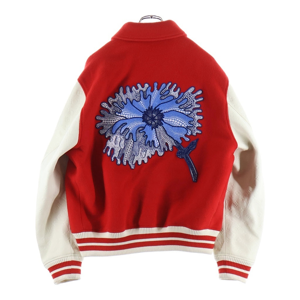LOUIS VUITTON(ルイヴィトン) 23SS ×草間彌生 ウール レザー 切替 バーシティ スタジアムジャケット レッド/ホワイト RM231H MJY HOL31E