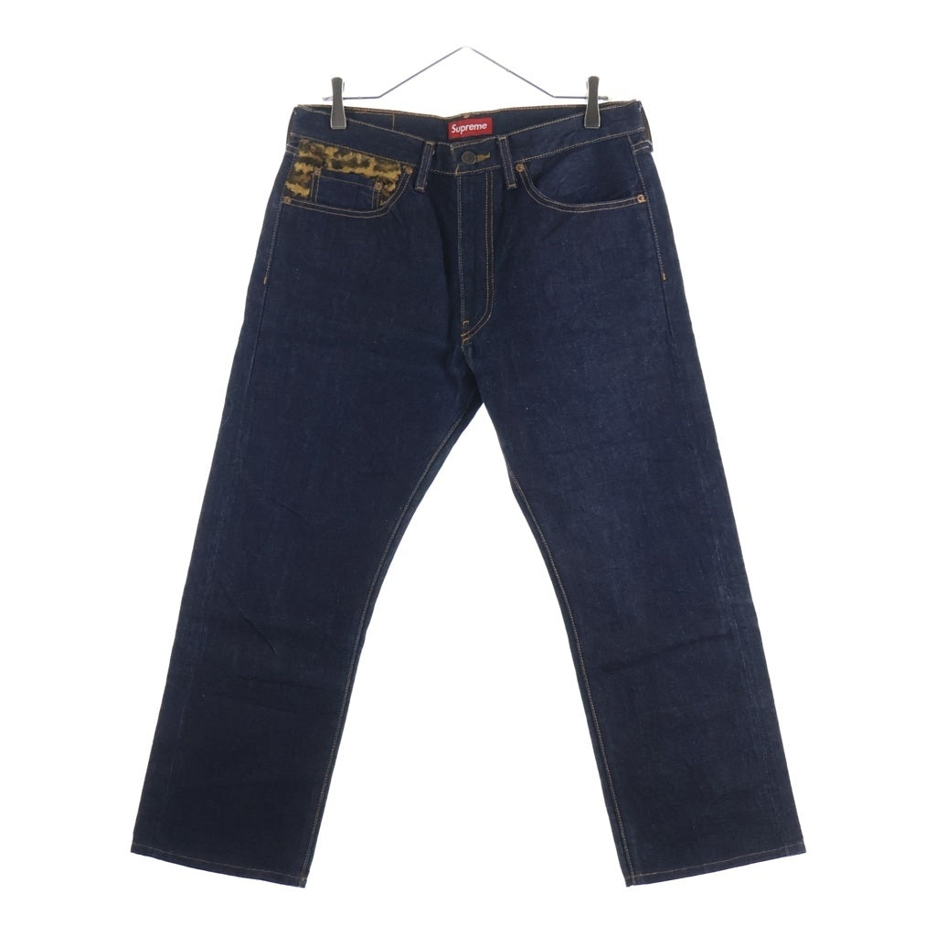SUPREME(シュプリーム) 12AW ×Levis 505 Leopard Denim Jeans レオパード デニムジーンズ インディゴ PC9-00505-1001