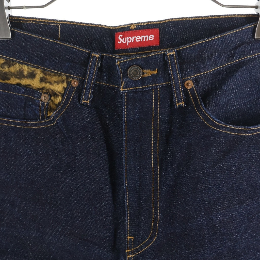 SUPREME(シュプリーム) 12AW ×Levis 505 Leopard Denim Jeans レオパード デニムジーンズ インディゴ PC9-00505-1001