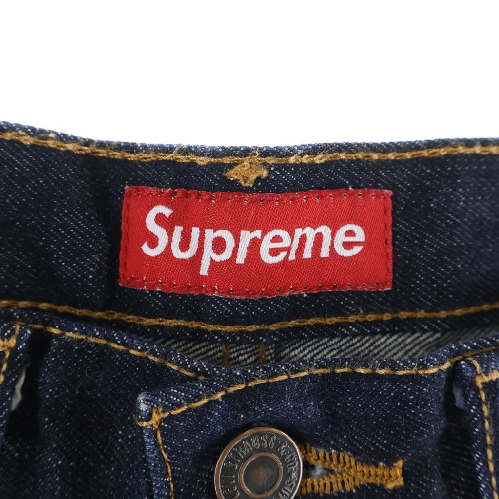 SUPREME(シュプリーム) 12AW ×Levis 505 Leopard Denim Jeans レオパード デニムジーンズ インディゴ PC9-00505-1001