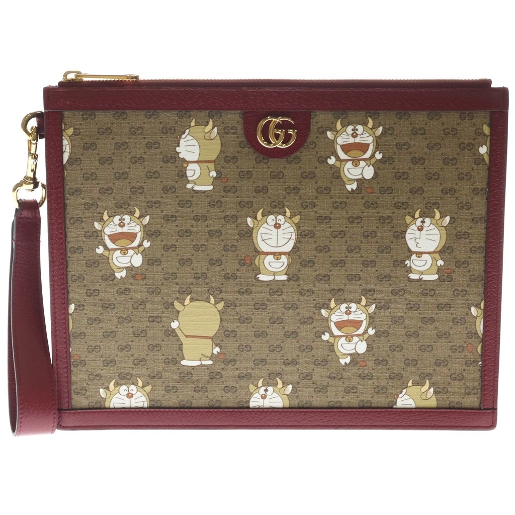 GUCCI(グッチ) ×ドラえもん ミニGGスプリーム キャンバス クラッチバッグ ブラウン 654503 2TTAG レディース