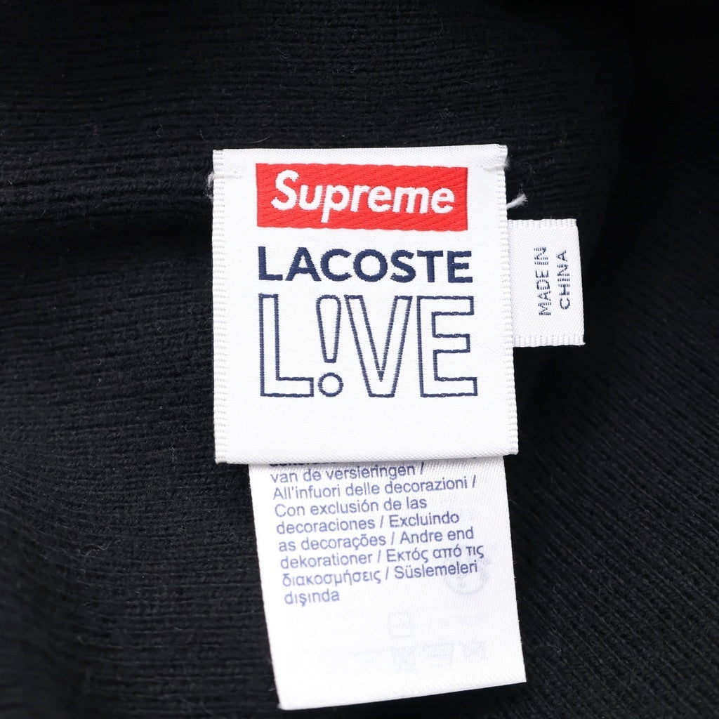 SUPREME(シュプリーム) 19AW ×LACOSTE Beanie ロゴ刺繍 ビーニー ニット帽 ブラック