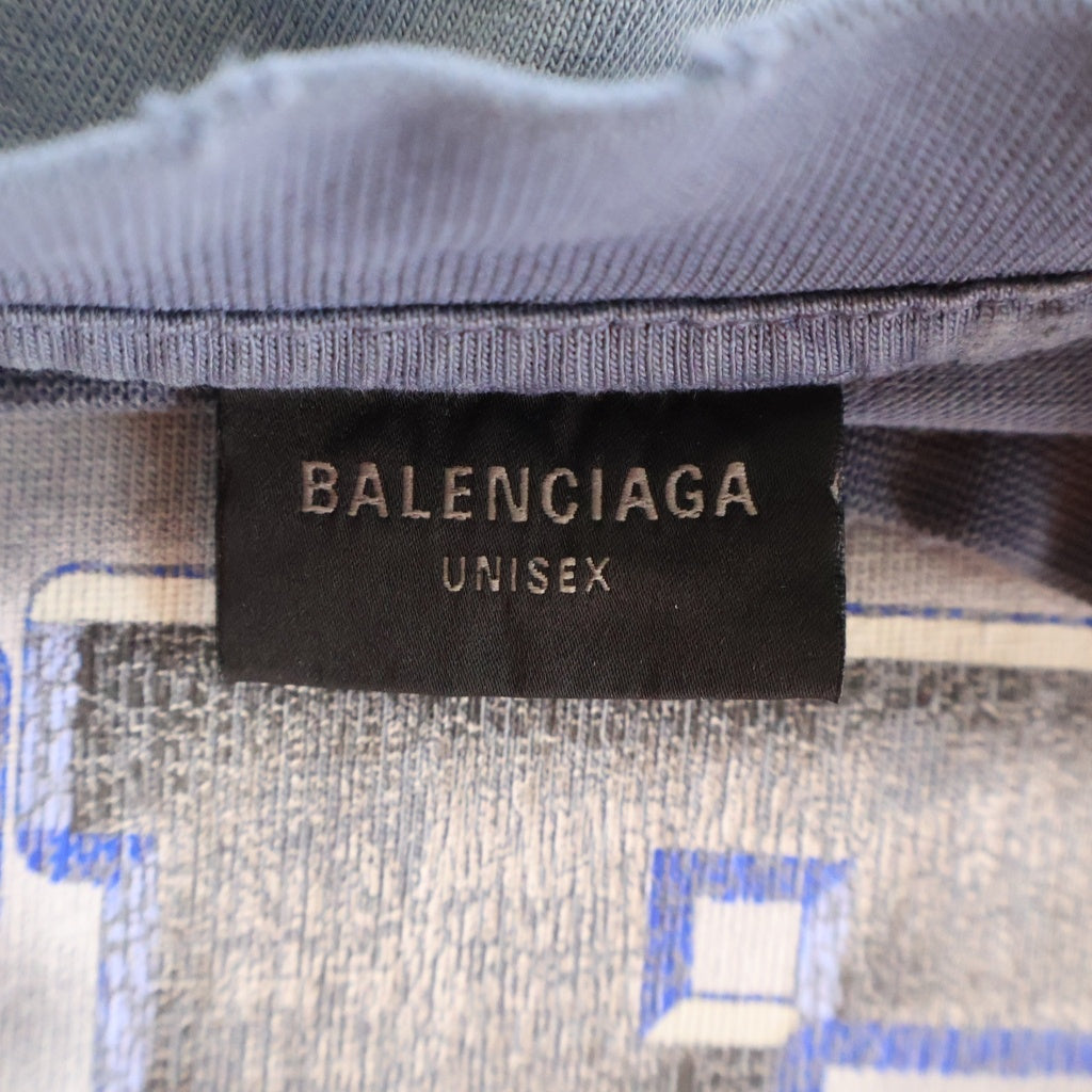 BALENCIAGA(バレンシアガ) 24SS SEE NOW BUY インサイドアウト ミディアムフィット ヴィンテージ加工 半袖Tシャツ カットソー ネイビー 764235 TQVE8