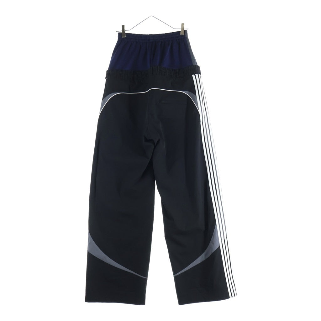 BALENCIAGA(バレンシアガ) 24AW CUT-UP TRACKSUIT PANTS ループスポーツロゴ カットアップ レイヤード トラックスーツ パンツ ブラック/ネイビー 808909 TR031