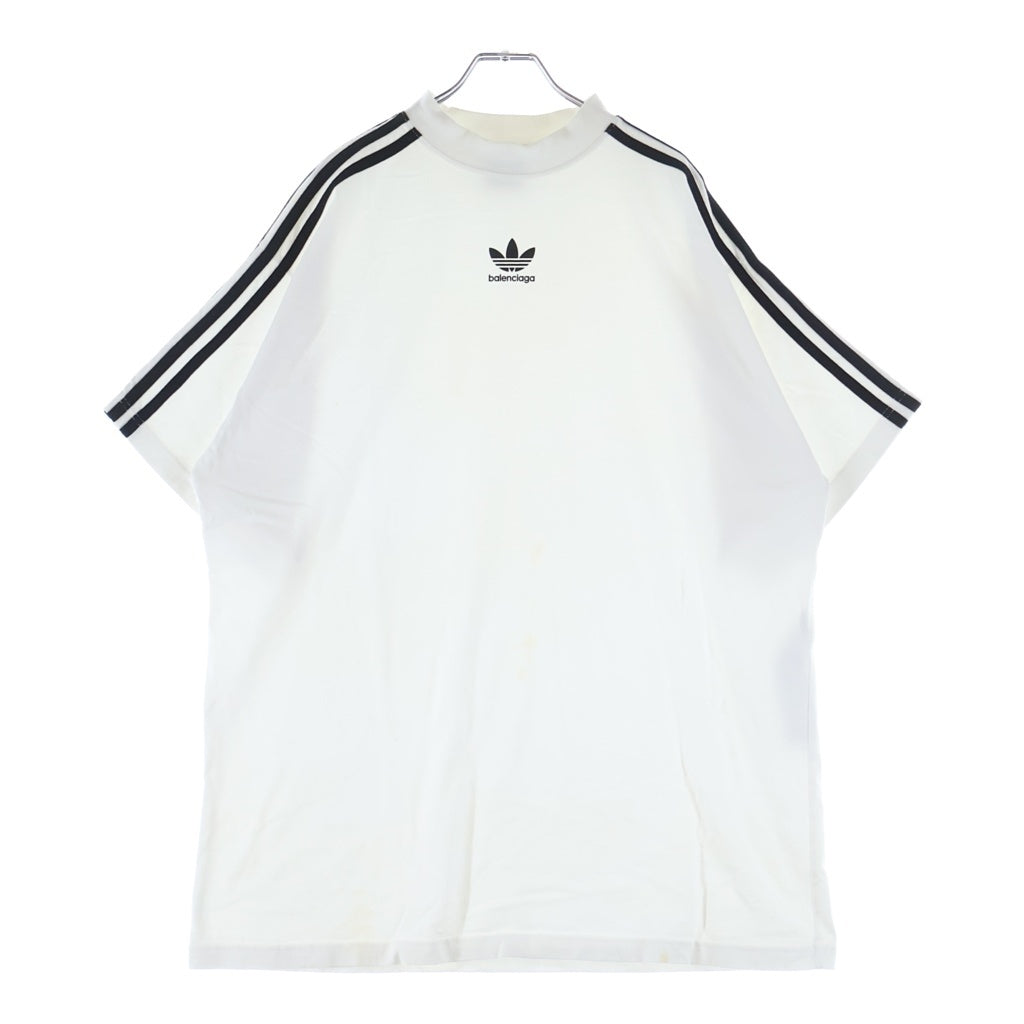 BALENCIAGA(バレンシアガ) 23SS ×adidas フロントロゴプリント サイドライン オーバーサイズ 半袖Tシャツ カットソー ホワイト 739101 TNVA6
