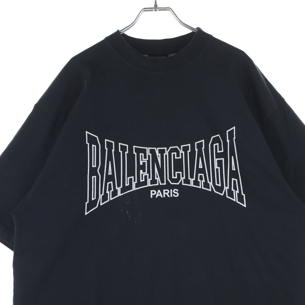 BALENCIAGA(バレンシアガ) Boxing Medium Fit T-shirt フロントボクシングロゴプリント 半袖Tシャツ カットソー ブラック 739784 TRVH5
