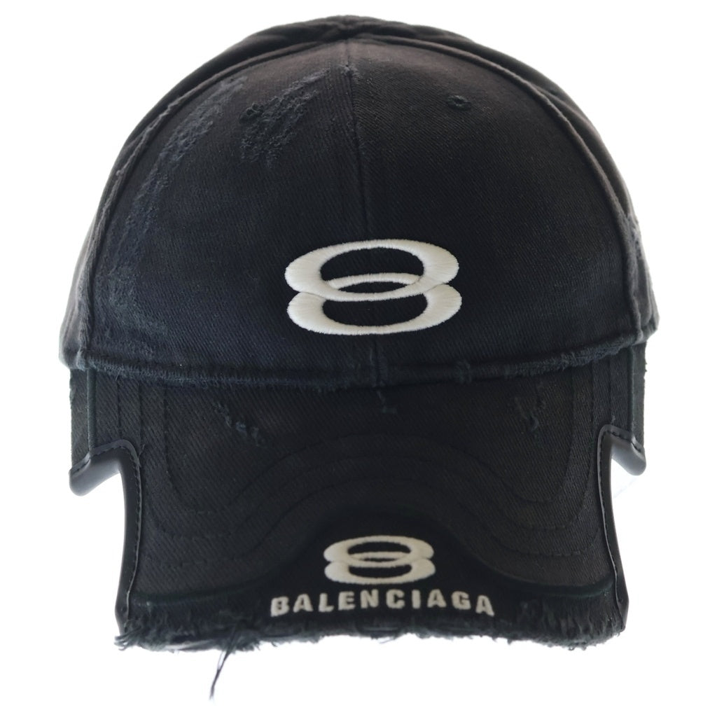 BALENCIAGA(バレンシアガ) Double Unity Cap ロゴ刺繍 ダブル レイヤード ユニティ キャップ 帽子 ブラック 808790 410B2