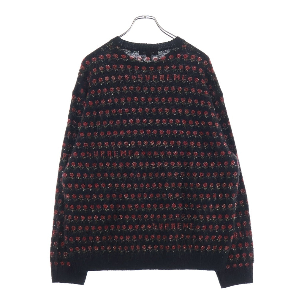 SUPREME(シュプリーム) 25AW Flowers Metallic Sweater フラワーズメタリック クルーネックニットセーター ブラック/レッド