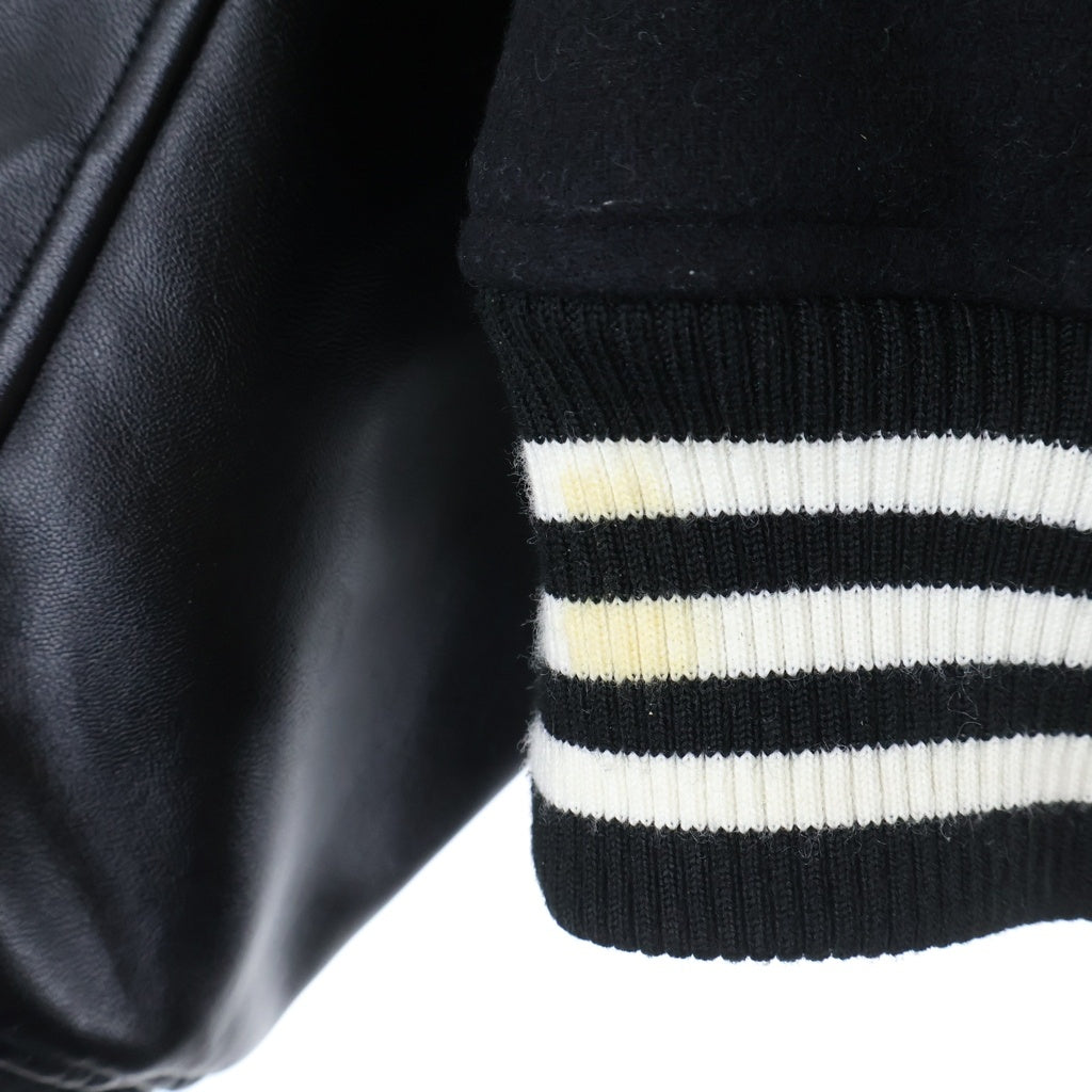 Y-3(ワイスリー) LETTERMAN JKT レターマン グラフィックロゴ アームレザー スタジャン ブラック IQ2133