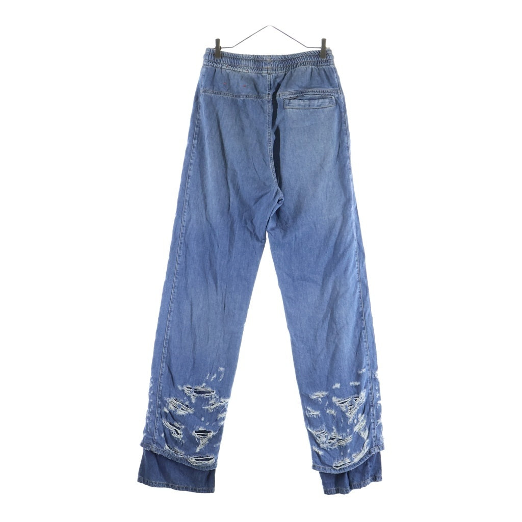 DIESEL(ディーゼル) 23SS Straight Jeans クラッシュ加工 ルーズフィット デニムパンツ インディゴ A09693