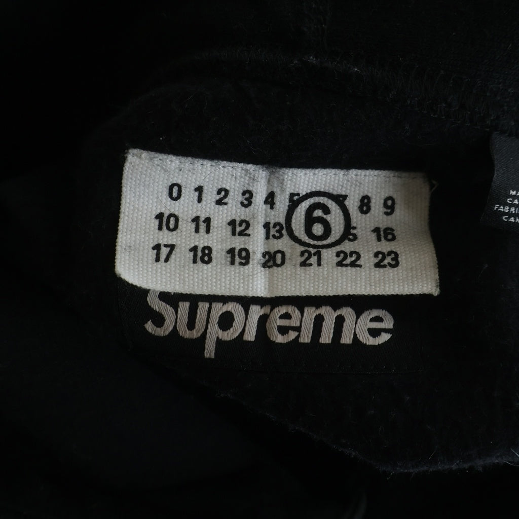 SUPREME(シュプリーム) 24SS ×MM6 Maison Margiela Foil Box Logo Hooded Sweatshirt エムエムシックスメゾンマルジェラ ボックスロゴ プルオーバーパーカー フーディー ブラック