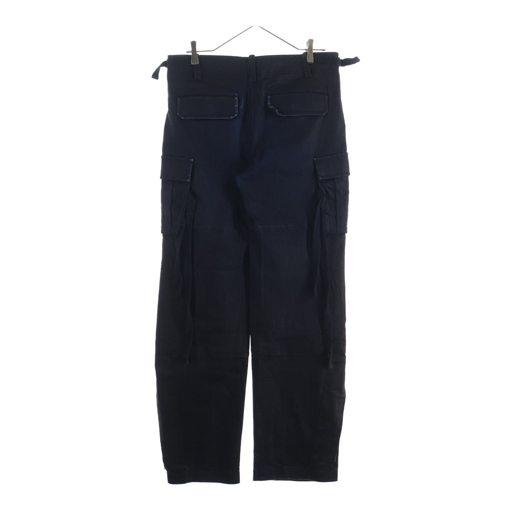 NO BRAND(ノーブランド) Untorn ワックス加工 サイドジップ カーゴパンツ ブラック