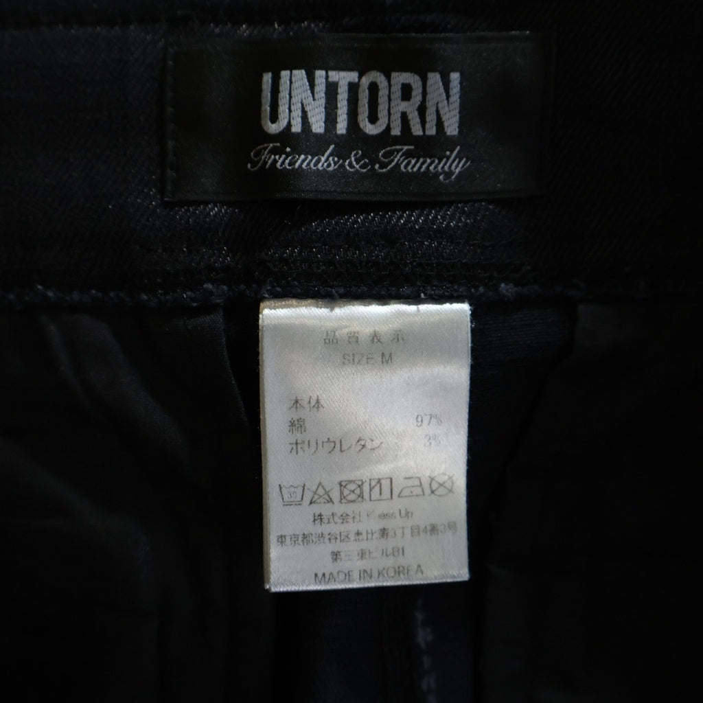 NO BRAND(ノーブランド) Untorn ワックス加工 サイドジップ カーゴパンツ ブラック