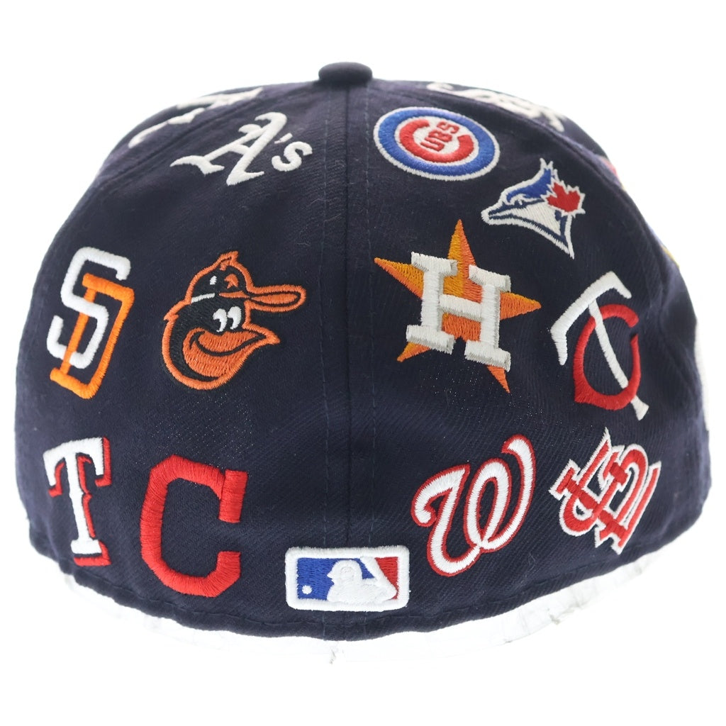 SUPREME(シュプリーム) ×MLB ×New Era Box Logo 59FIFTY ニューエラ チームロゴ総刺繍 ベースボールキャップ 帽子 ネイビー