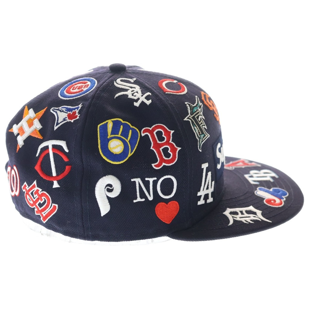 SUPREME(シュプリーム) ×MLB ×New Era Box Logo 59FIFTY ニューエラ チームロゴ総刺繍 ベースボールキャップ 帽子 ネイビー