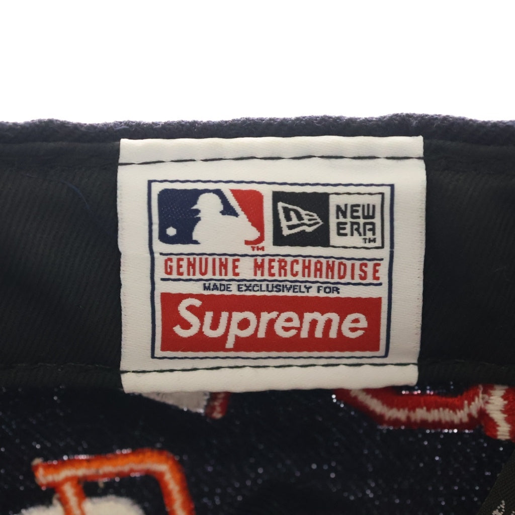 SUPREME(シュプリーム) ×MLB ×New Era Box Logo 59FIFTY ニューエラ チームロゴ総刺繍 ベースボールキャップ 帽子 ネイビー
