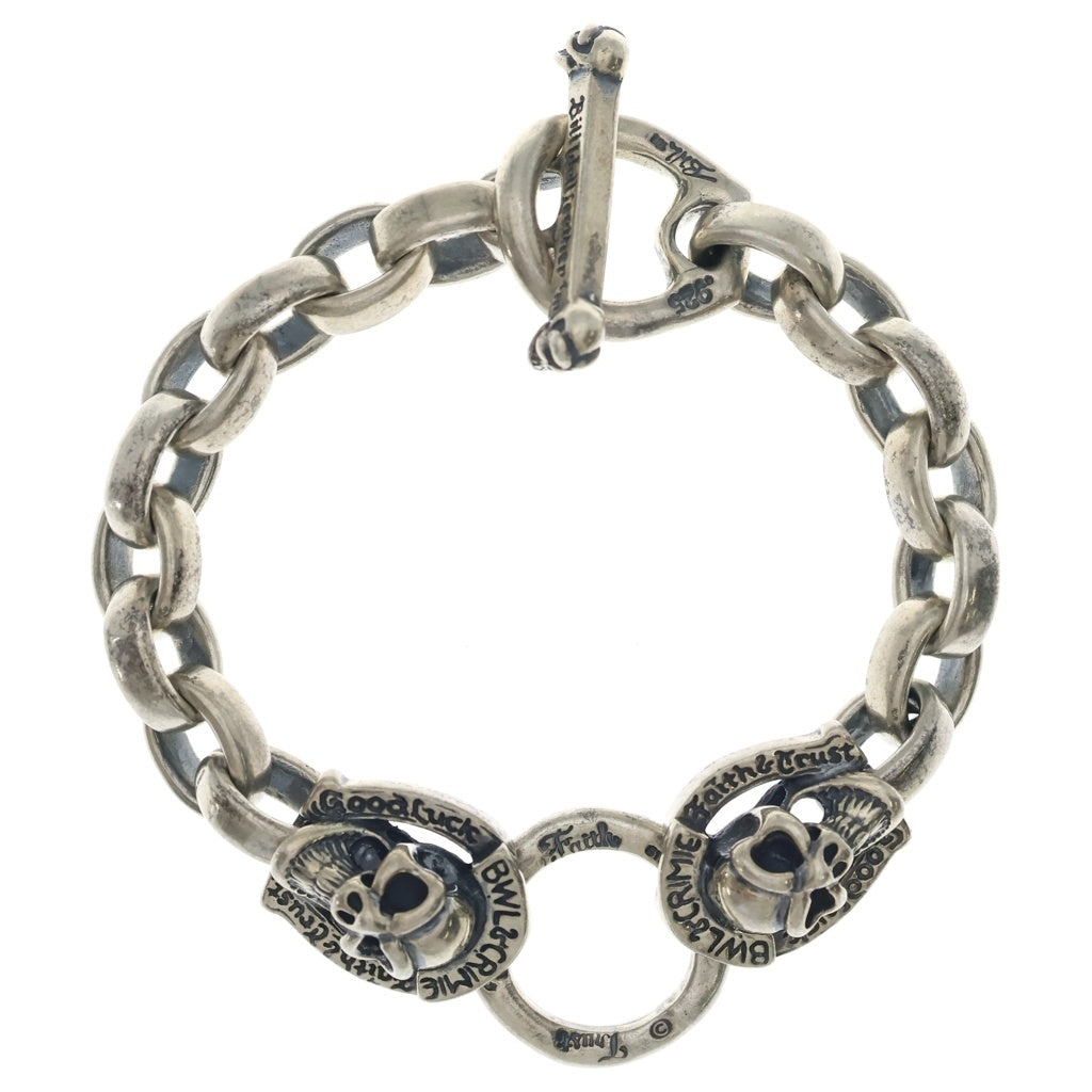 Bill Wall Leather/BWL(ビルウォールレザー) ×CRIME Skull Horseshoe Double Head Bracelet クライミー スカルホースシュー ダブルヘッド ブレスレット シルバー