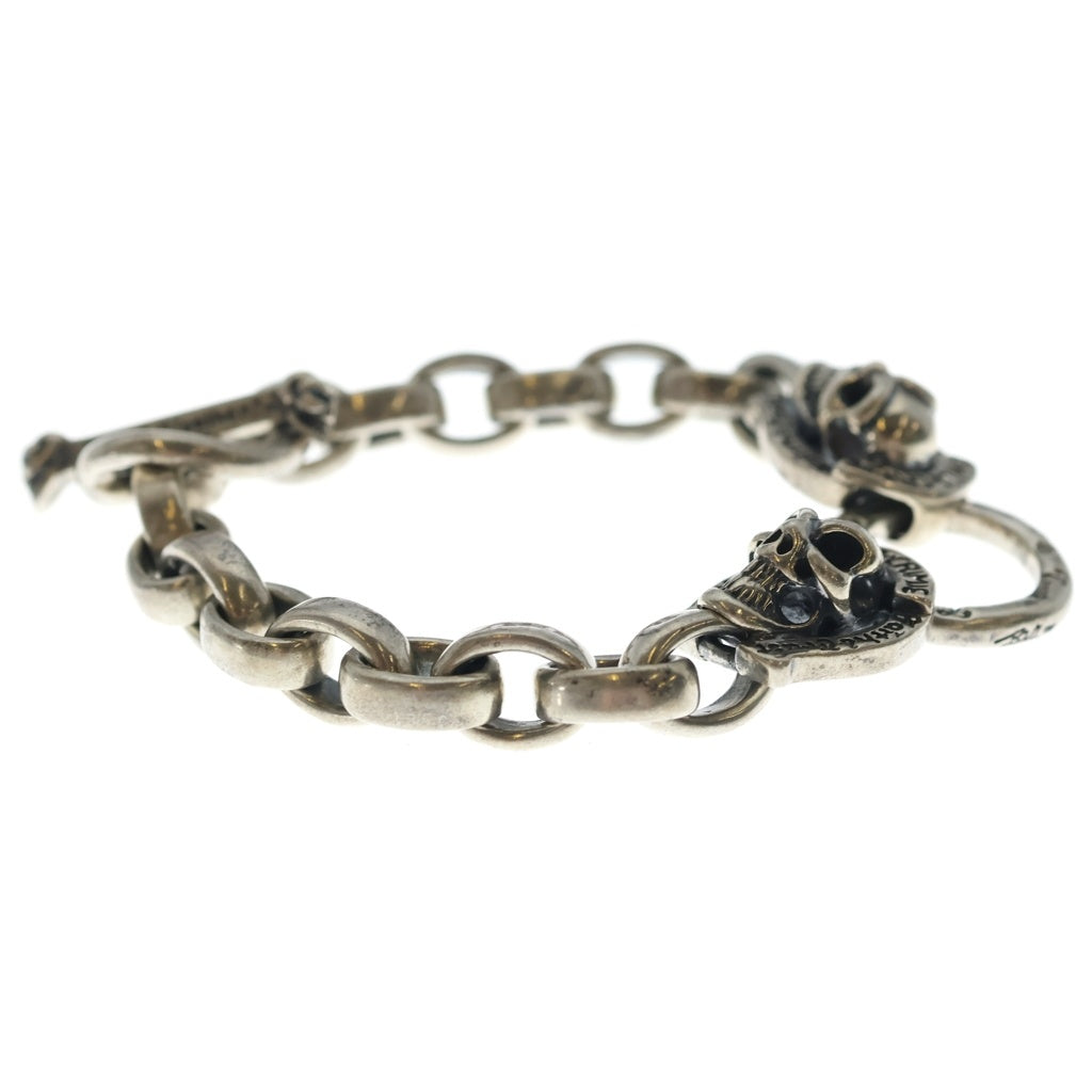 Bill Wall Leather/BWL(ビルウォールレザー) ×CRIME Skull Horseshoe Double Head Bracelet クライミー スカルホースシュー ダブルヘッド ブレスレット シルバー