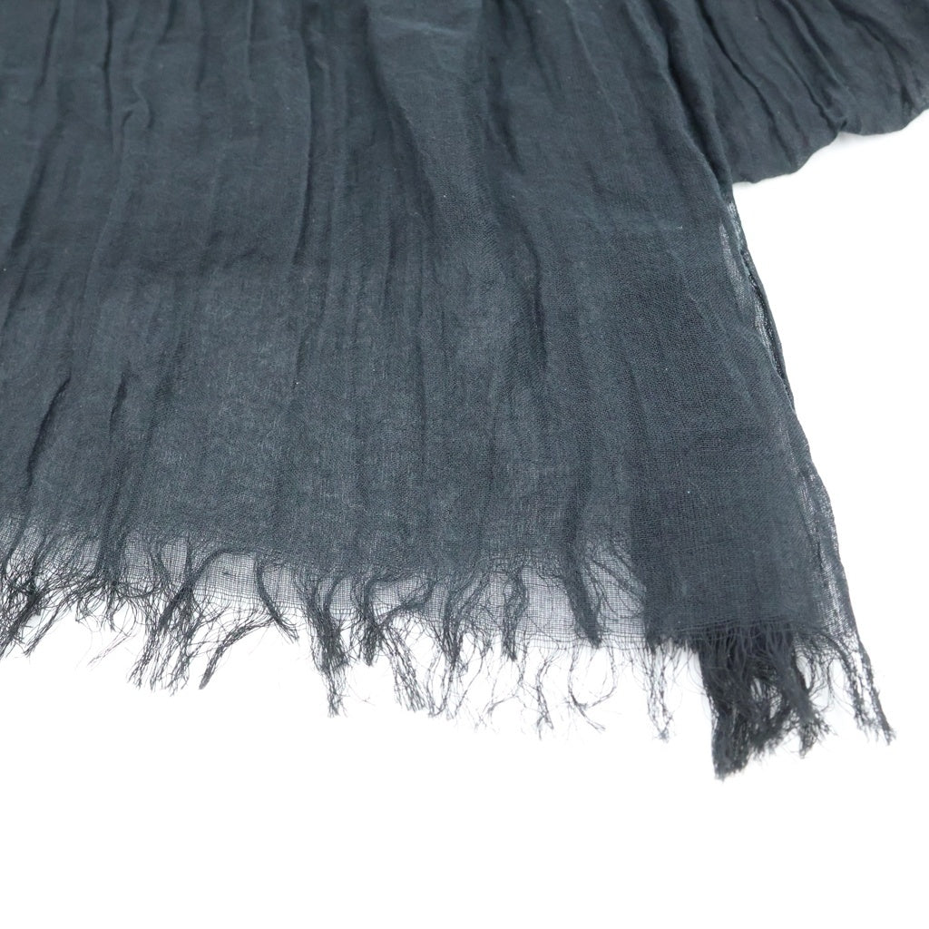 Yohji Yamamoto POUR HOMME(ヨウジヤマモト プールオム) C/PLAIN WEAVE GATHER DETAIL STOLE ギャザーストール ブラック HK-L01-061 レディース