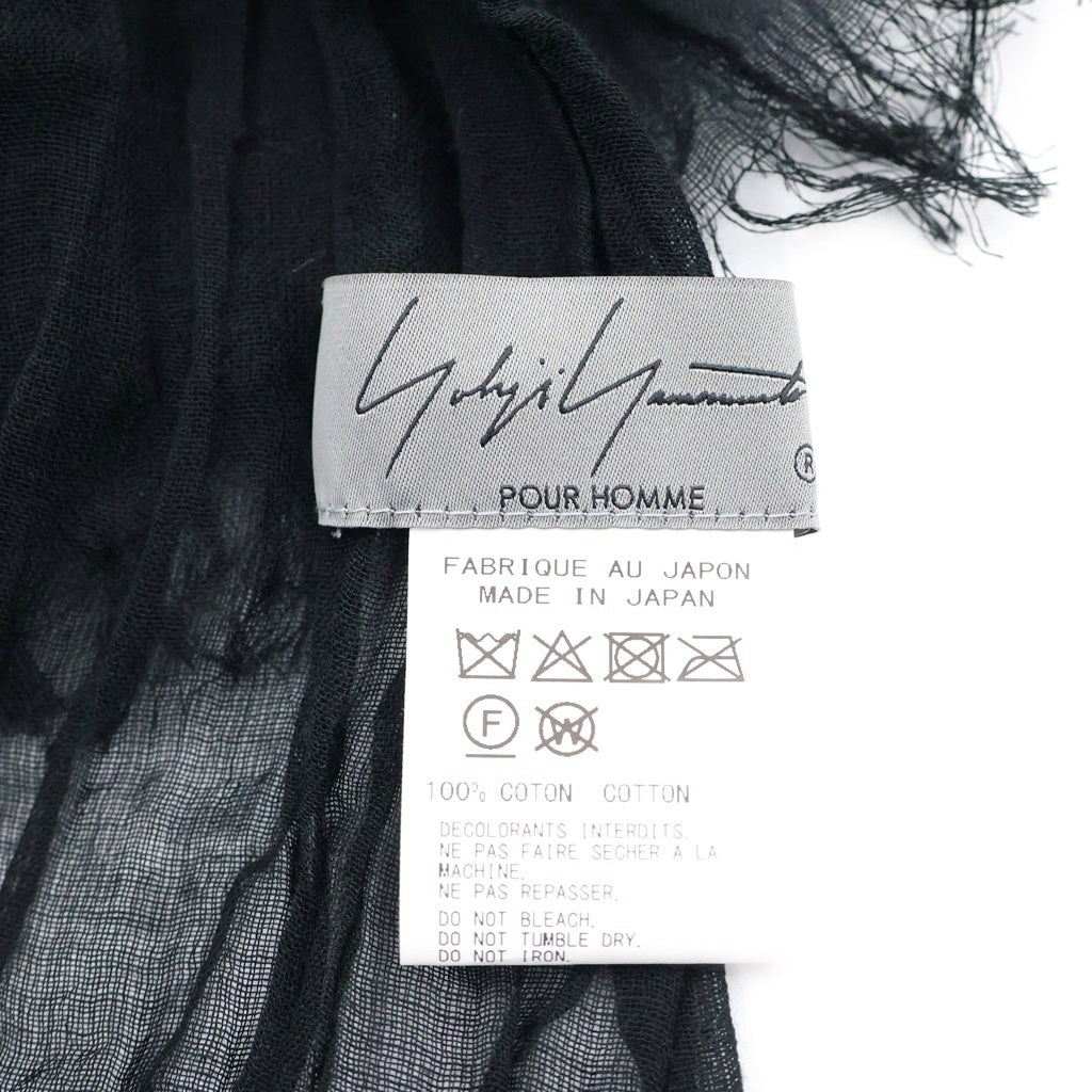 Yohji Yamamoto POUR HOMME(ヨウジヤマモト プールオム) C/PLAIN WEAVE GATHER DETAIL STOLE ギャザーストール ブラック HK-L01-061 レディース