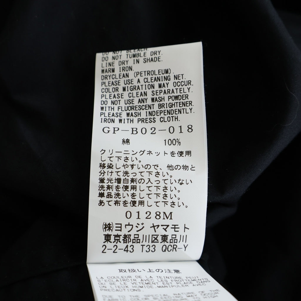 Ground Y(グラウンドワイ) コットン ブロード クロスダブル 長袖シャツ ブラック GP-B02-018