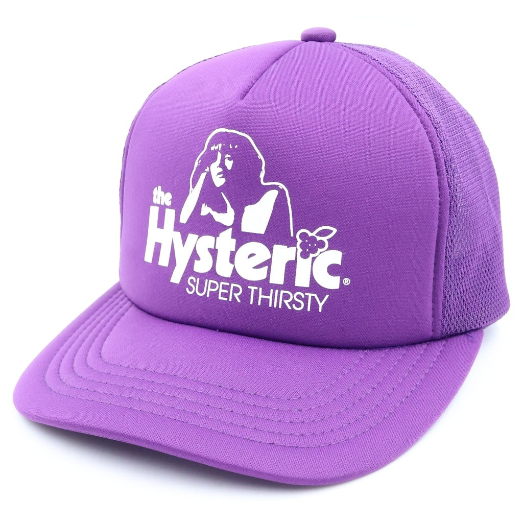 HYSTERIC GLAMOUR(ヒステリックグラマー) SUPER THIRSTY ロゴプリント メッシュトラッカーキャップ パープル