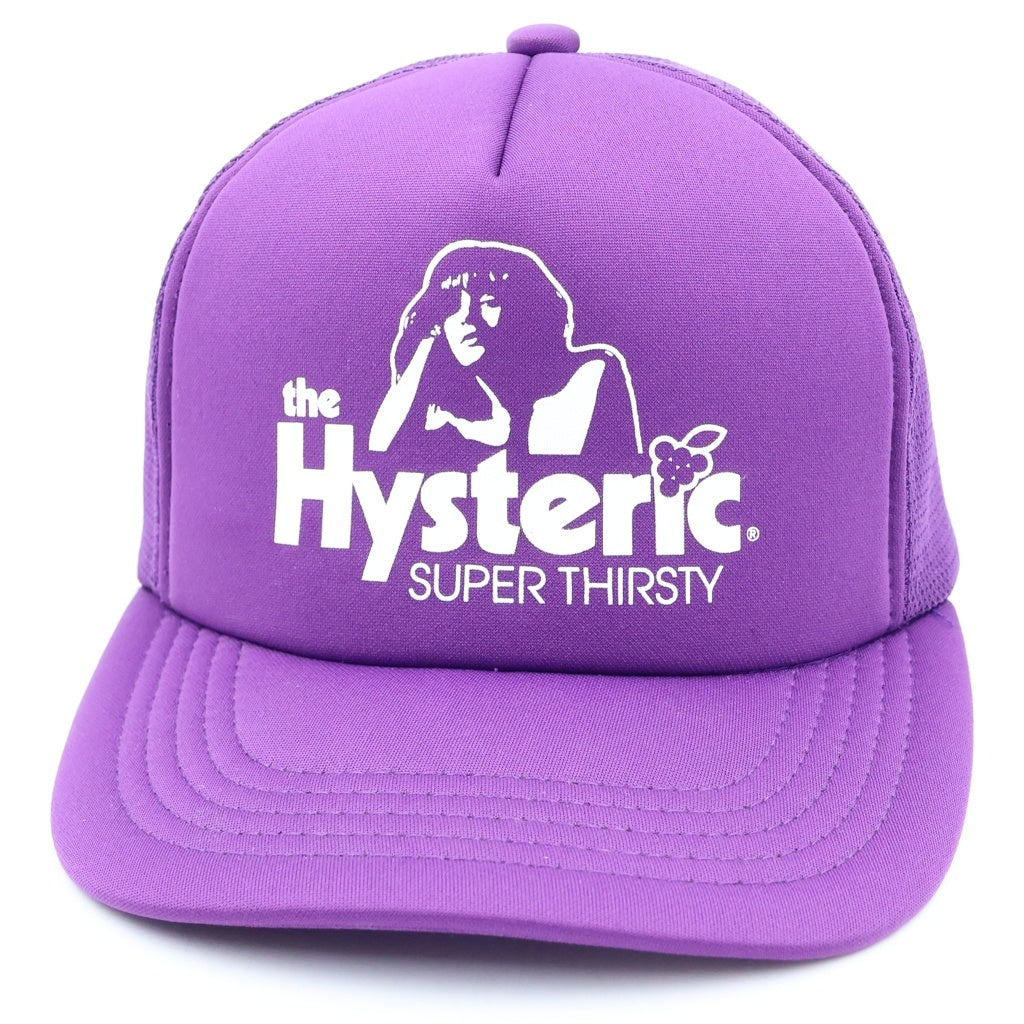 HYSTERIC GLAMOUR(ヒステリックグラマー) SUPER THIRSTY ロゴプリント メッシュトラッカーキャップ パープル