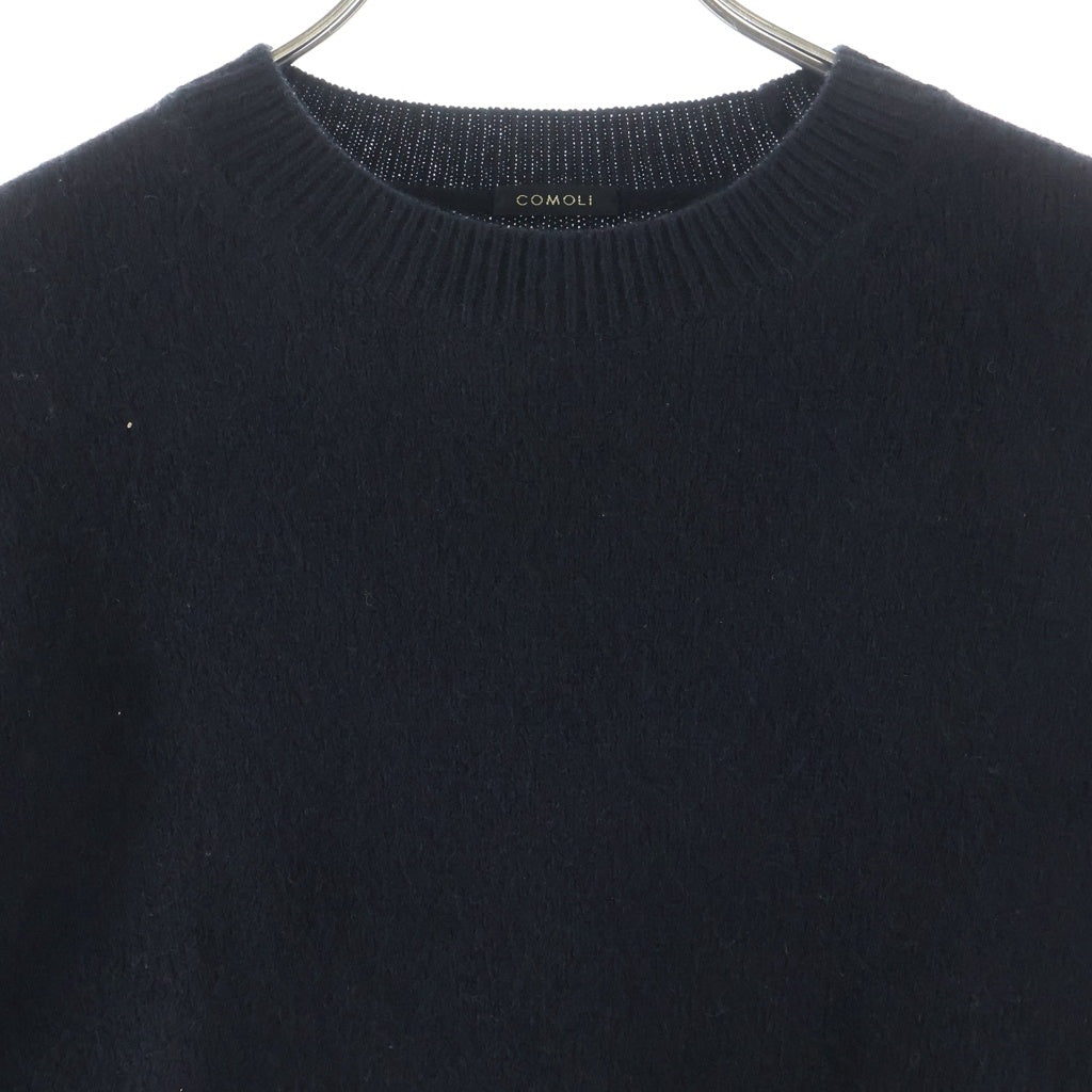 COMOLI(コモリ) 25AW ラムズウール クルーネック ニット セーター ブラック C03-06007
