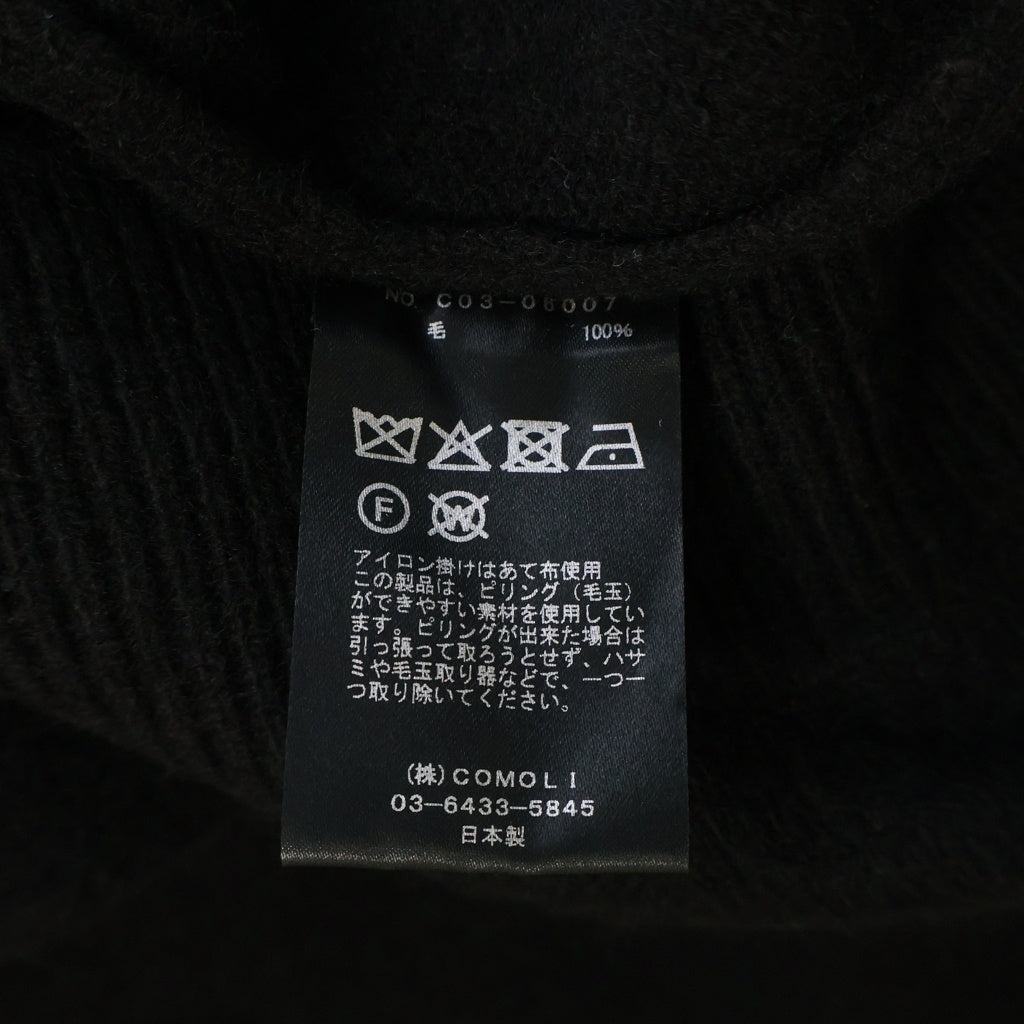 COMOLI(コモリ) 25AW ラムズウール クルーネック ニット セーター ブラック C03-06007