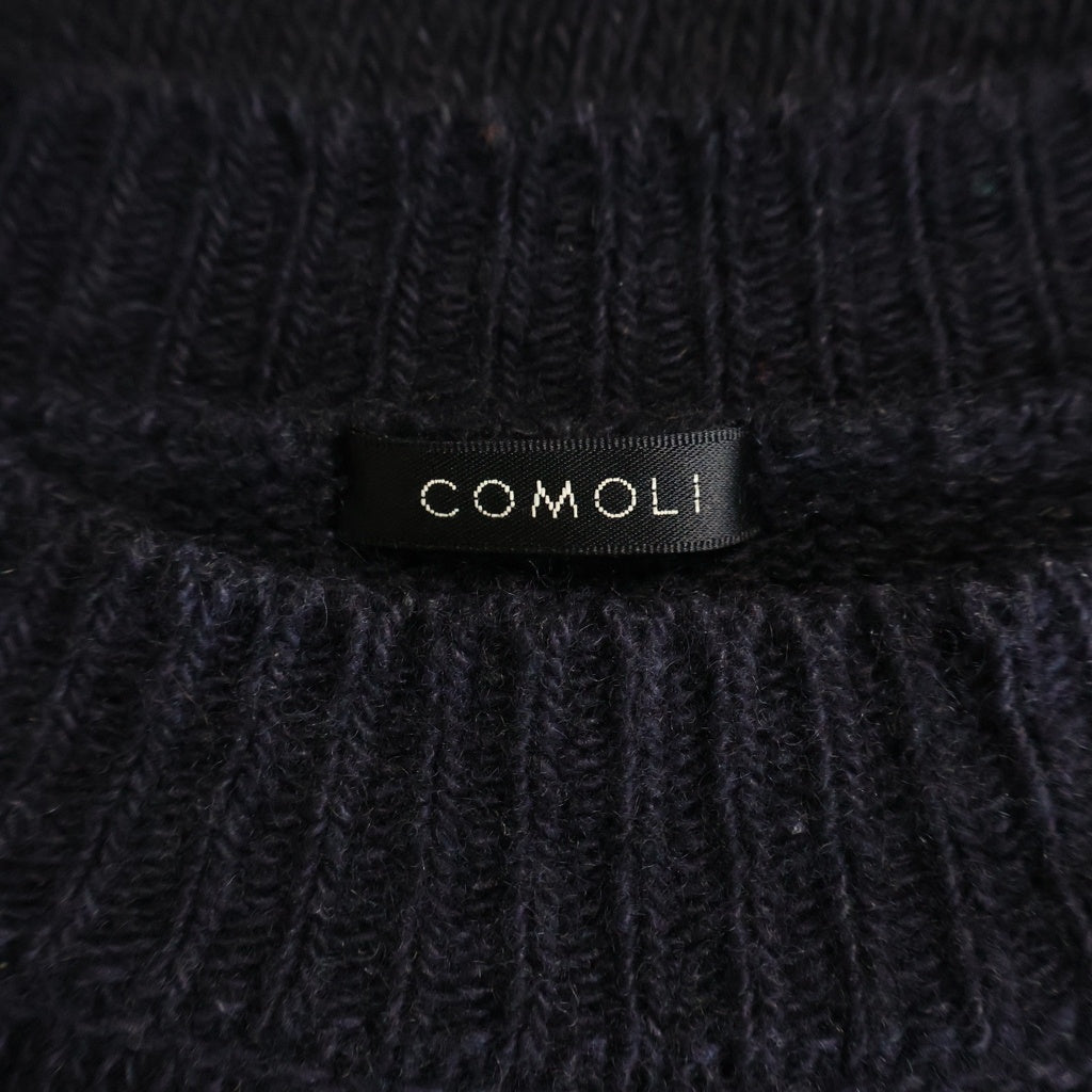 COMOLI(コモリ) 21AW カシミヤ クルーネック ニット セーター ネイビー U03-06008