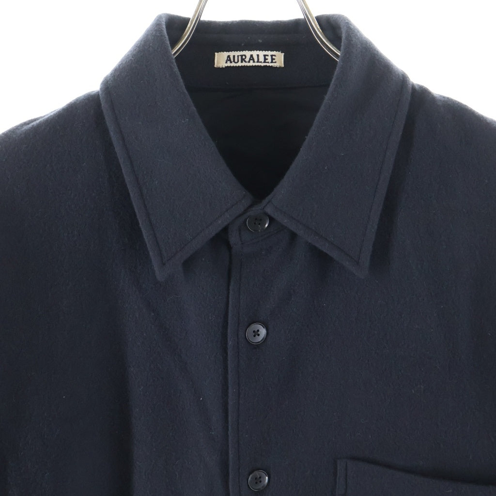 AURALEE(オーラリー) Brushed Super Fine Wool Flannel Shirt ブラッシュ加工 ウール フランネル 長袖シャツ ブラック A24AS01KF