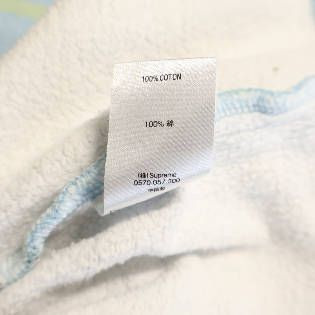 SUPREME(シュプリーム) 21SS Plaid Crewneck チェック総柄 フロントロゴ刺繍 クルーネック プルオーバースウェット トレーナー ライトブルー