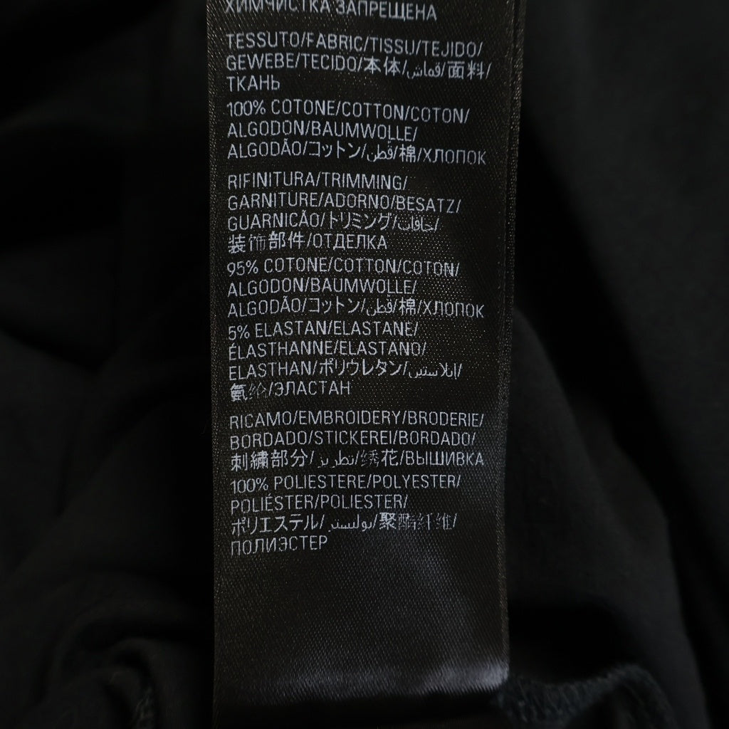 BALENCIAGA(バレンシアガ) ダメージ加工 ネックロゴ刺繍 クルーネック 長袖Tシャツ カットソー ブラック 739783 TOVF4