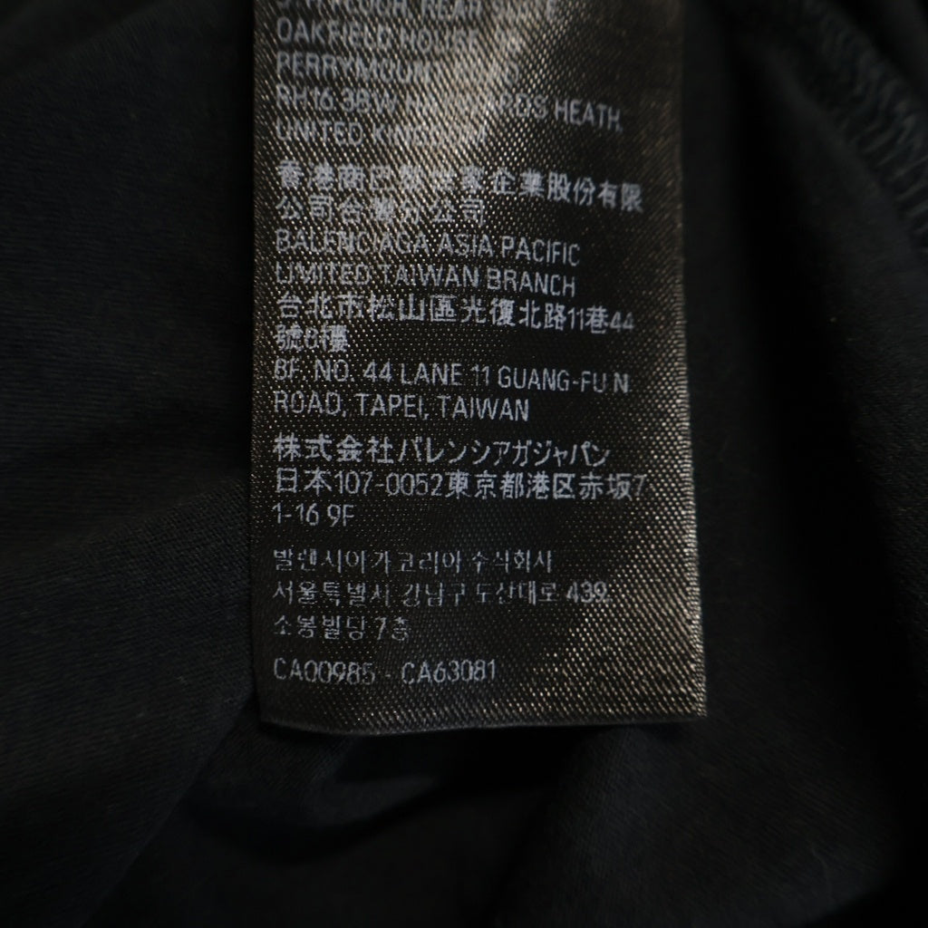 BALENCIAGA(バレンシアガ) ダメージ加工 ネックロゴ刺繍 クルーネック 長袖Tシャツ カットソー ブラック 739783 TOVF4