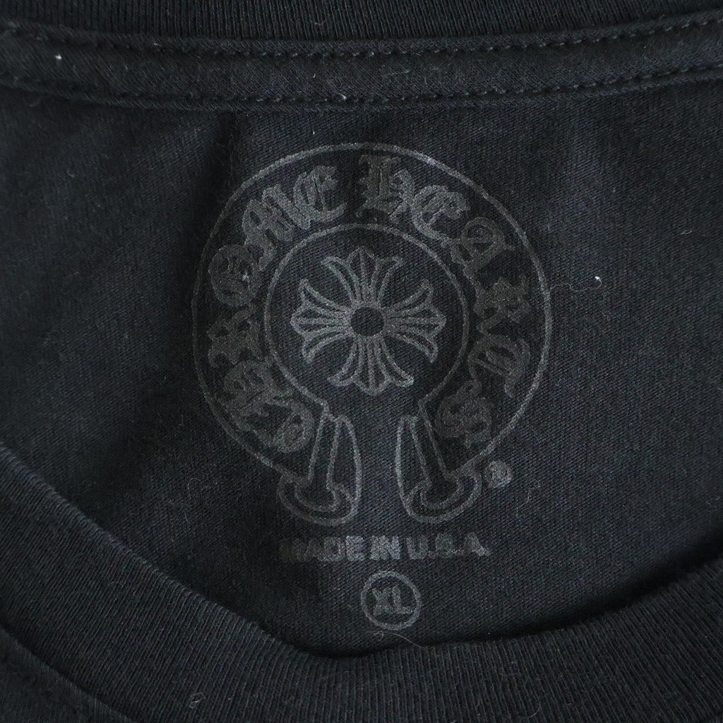 CHROME HEARTS(クロムハーツ) FLRL CRS HORSESHOE LS TEE アームフローラルクロス バックホースシュー クルーネック長袖Tシャツカットソー ブラック