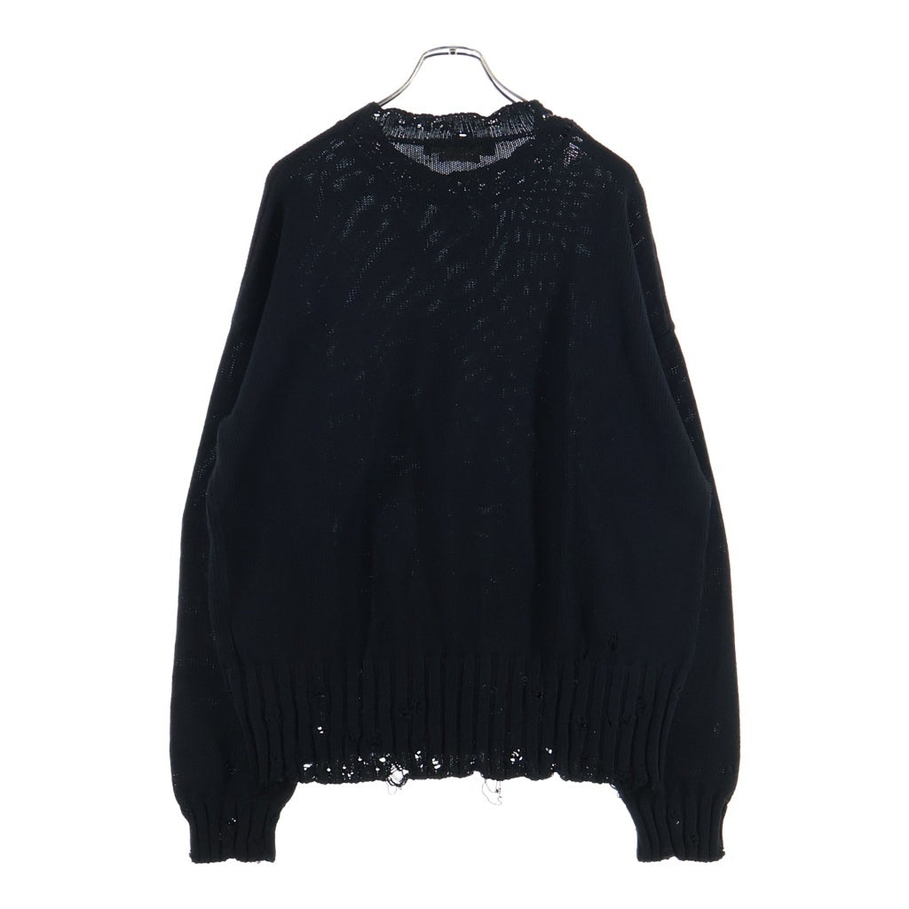 MARNI(マルニ) 26AW コットン ダメージ加工 クルーネック ニット ブラック GCMG0210A0
